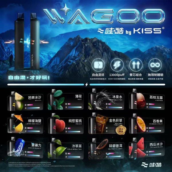Kiss電子煙 Kis5拋棄式哇酷/WAGOO6500口一次性電子煙